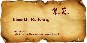 Németh Radvány névjegykártya